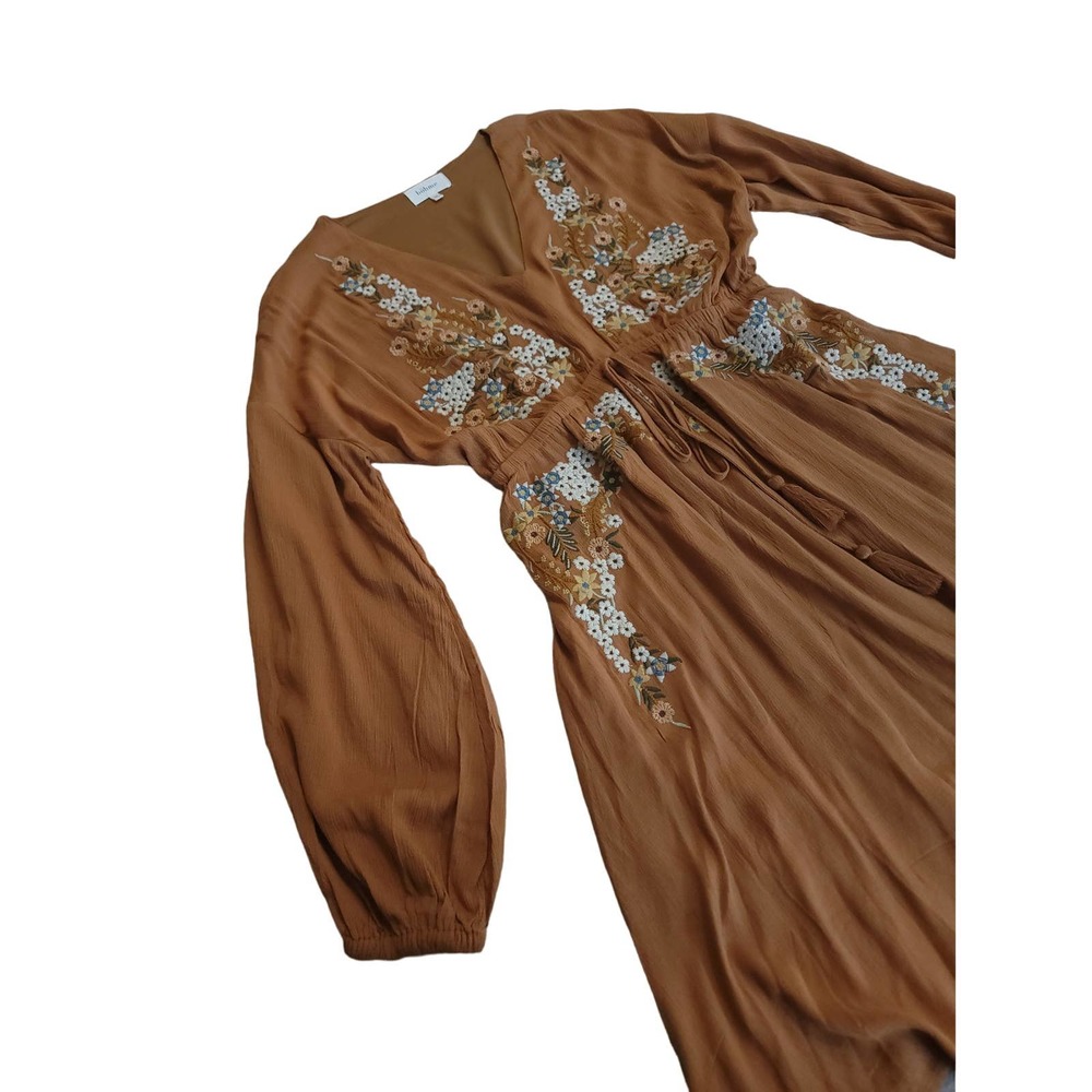 Bohme Pumpkin Fall dress embroidered flowers M